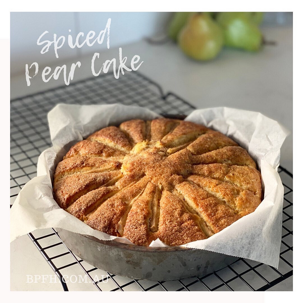 Spiced pear cake using Backpalate Flavour House spiced sugar.